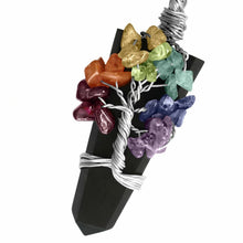 Load image into Gallery viewer, Wire Wrap Black Tourmaline Chakra Pendant Crystal Tree Life Necklace Reiki Heal