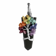 Load image into Gallery viewer, Wire Wrap Black Tourmaline Chakra Pendant Crystal Tree Life Necklace Reiki Heal