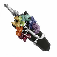 Load image into Gallery viewer, Wire Wrap Black Tourmaline Chakra Pendant Crystal Tree Life Necklace Reiki Heal