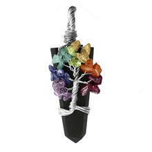 Load image into Gallery viewer, Wire Wrap Black Tourmaline Chakra Pendant Crystal Tree Life Necklace Reiki Heal