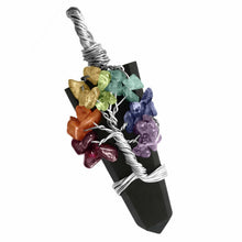 Load image into Gallery viewer, Wire Wrap Black Tourmaline Chakra Pendant Crystal Tree Life Necklace Reiki Heal