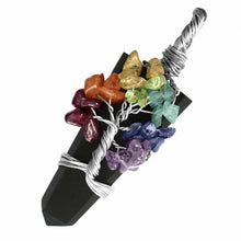 Load image into Gallery viewer, Wire Wrap Black Tourmaline Chakra Pendant Crystal Tree Life Necklace Reiki Heal
